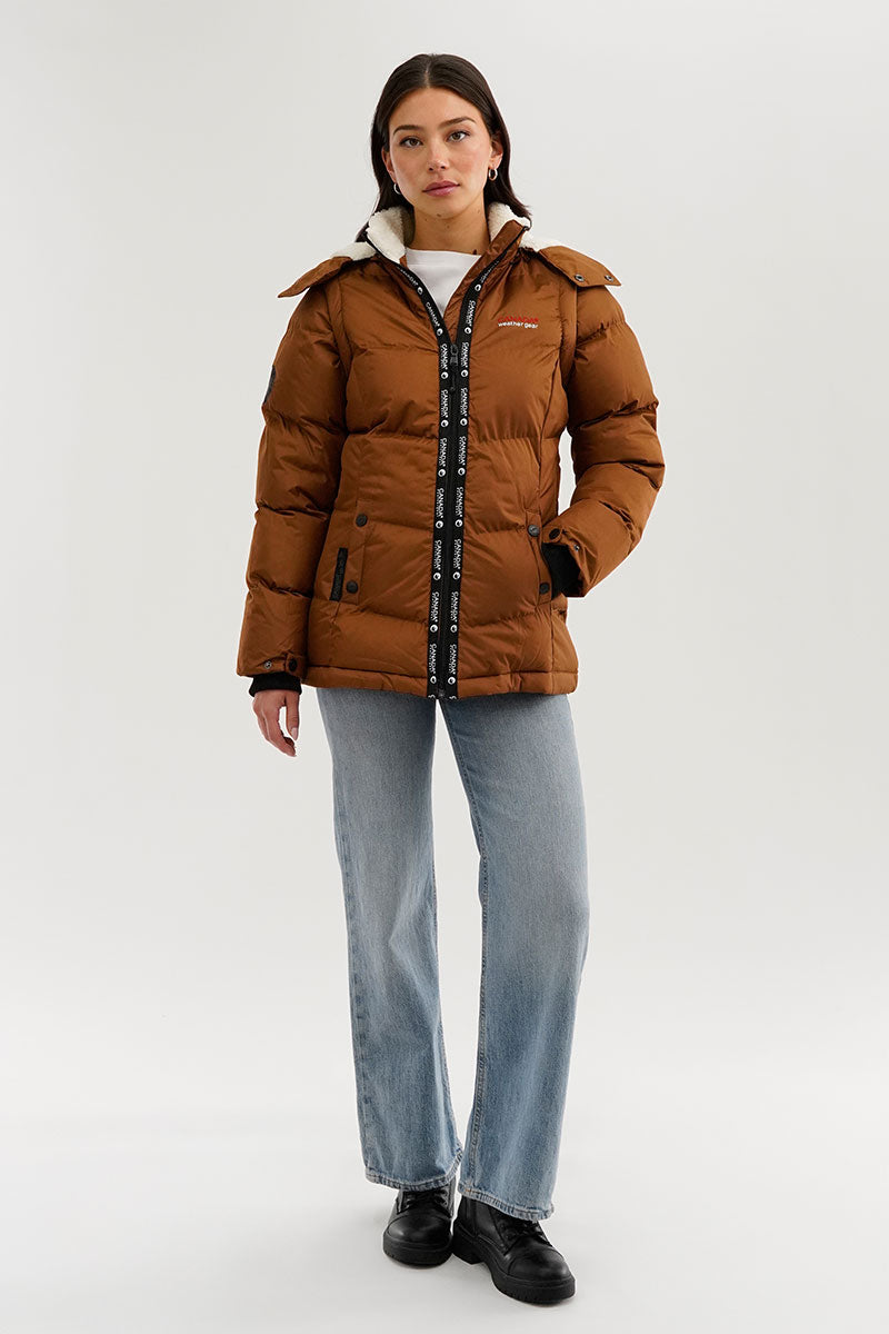Canada Weather Gear Zip Off Sleeve Parka Jacket - Brown - Womens Parka Jackets - Fairweather