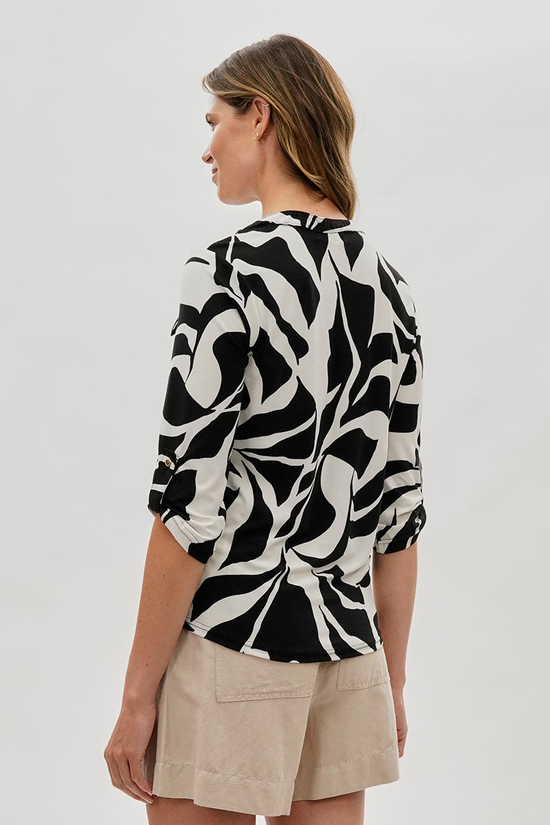 International INC Company Patterned 1/4 Zip Shirt - White - Womens Shirts & Blouses - Fairweather