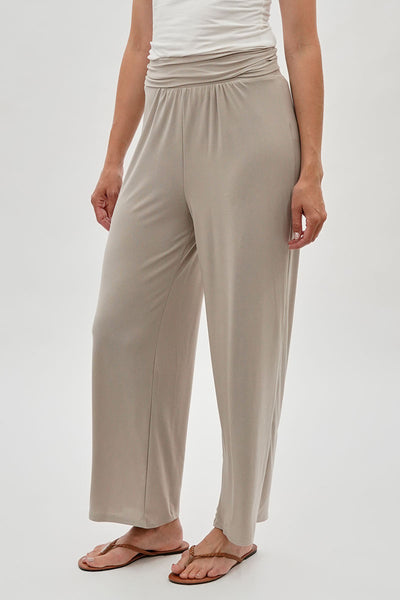 Costa Blanca Wide Leg Fold Over Pants - Cream - Womens Pants - Fairweather