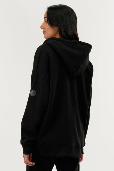 Fahrenheit Zip Up Drop Shoulder Hoodie - Black - Womens Hoodies & Sweatshirts - Fairweather