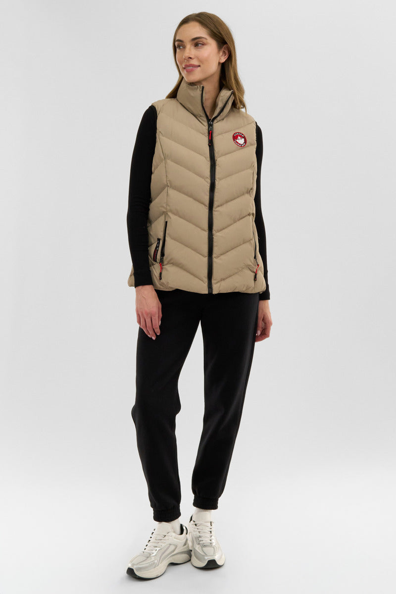 Canada Weather Gear Chevron Bubble Vest - Beige - Womens Vests - Fairweather