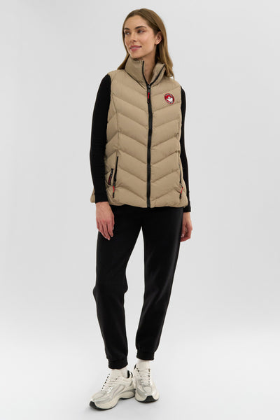 Canada Weather Gear Chevron Bubble Vest - Beige - Womens Vests - Fairweather