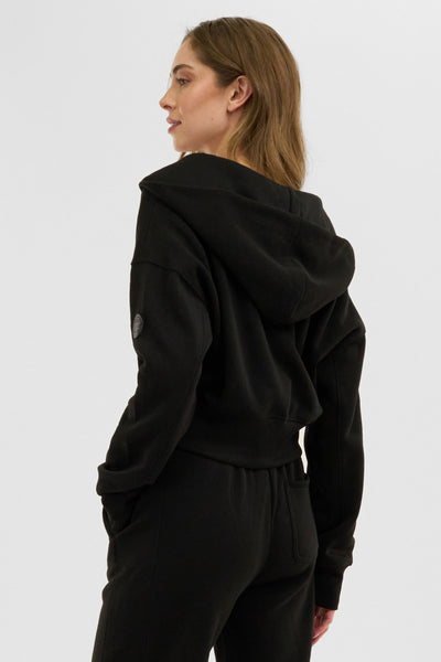 Fahrenheit Cropped Zip Up Hoodie - Black - Womens Hoodies & Sweatshirts - Fairweather