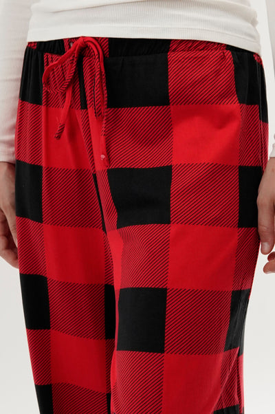 Canada Weather Gear Plaid Wide Leg Pajama Pants - Red - Womens Pajamas - Fairweather