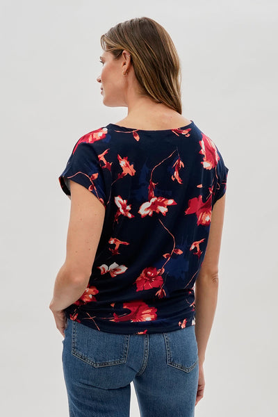 International INC Company Floral Ruched Side Blouse - Navy - Womens Shirts & Blouses - Fairweather