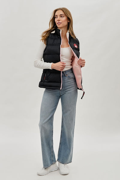 Gilet matelassé Canada Weather Gear à col doublé polaire – Bleu marine