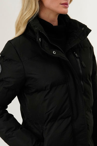 Camada Weather Gear Colour Block Puffer Parka Jacket - Black - Womens Parka Jackets - Fairweather