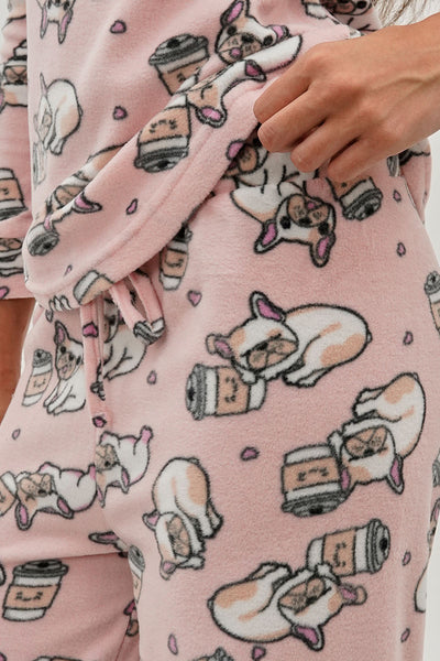 Canada Weather Gear Pug Print Wide Leg Pajama Pants - Pink - Womens Pajamas - Fairweather