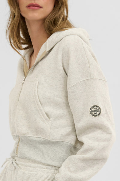 Fahrenheit Cropped Zip Up Hoodie - White - Womens Hoodies & Sweatshirts - Fairweather