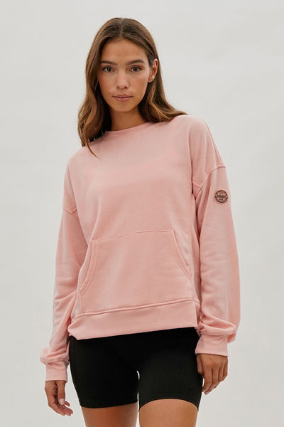 Fahrenheit Drop Shoulder Kangaroo Pocket Sweatshirt - Pink - Womens Hoodies & Sweatshirts - Fairweather