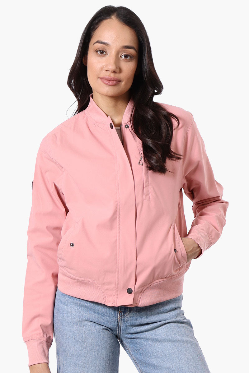 Canada Weather Gear Basic Zip Up Bomber Lightweight Jacket - Pink - Womens Lightweight Jackets - Fairweather