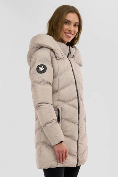 Canada Weather Gear Chevron Quilted Parka Jacket - Cream - Womens Parka Jackets - Fairweather
