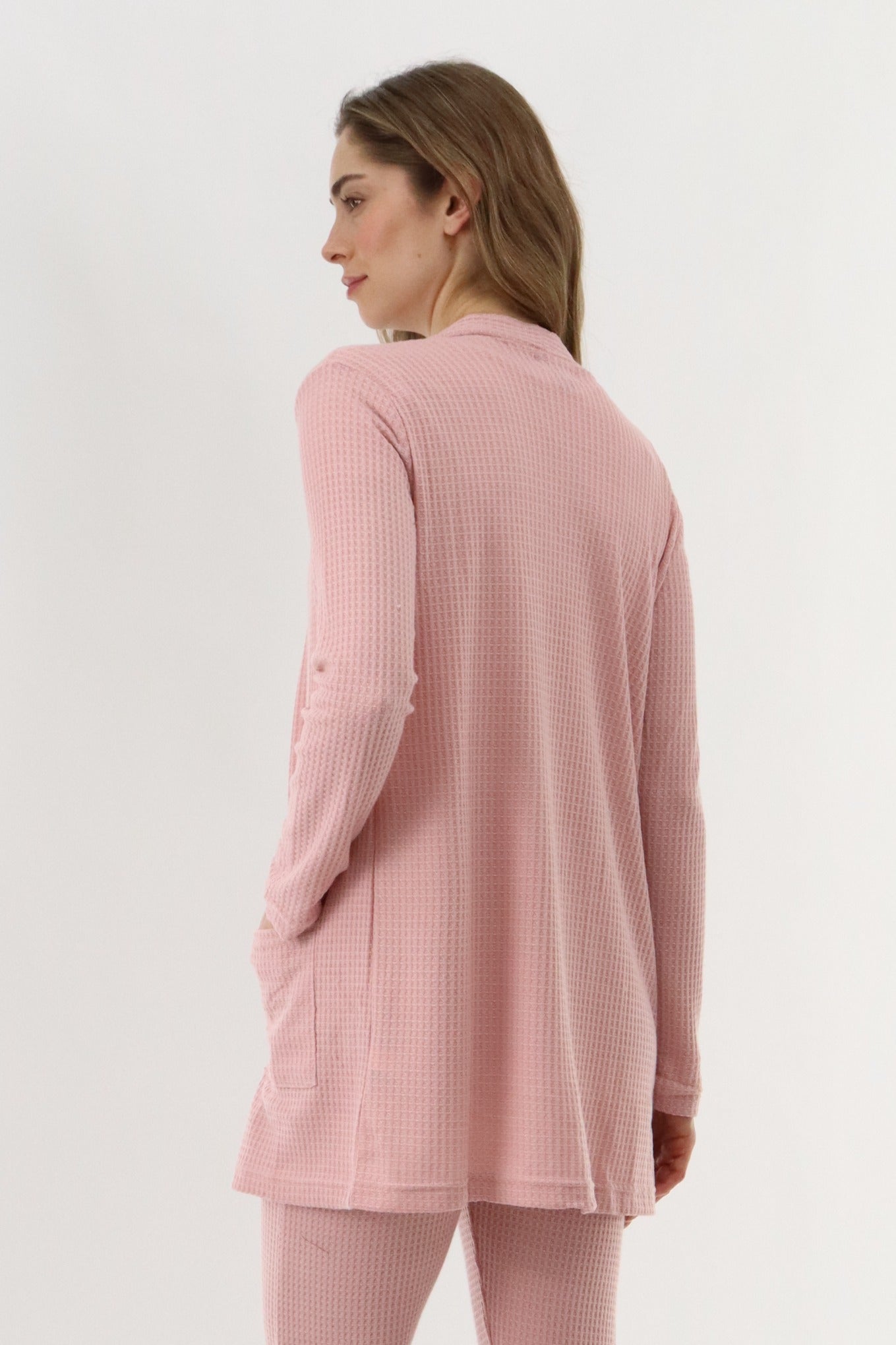 International INC Company Waffle Knit Open Front Cardigan - Blush - Womens Cardigans - Fairweather
