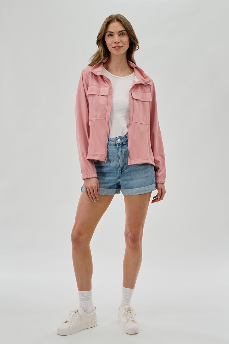 Canada Weather Gear Hooded Utility Lightweight Jacket Pink