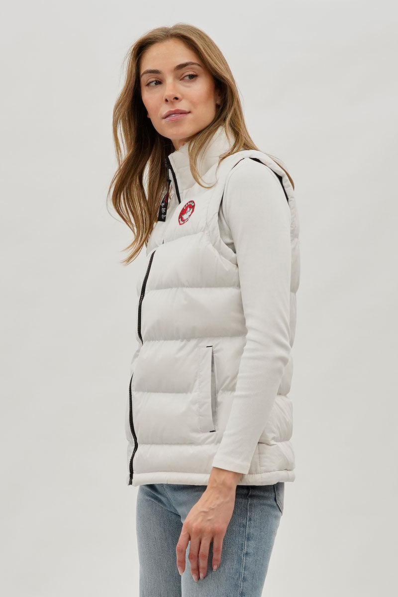 Gilet matelassé Canada Weather Gear à col doublé polaire – Blanc