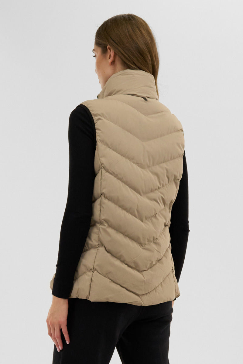 Canada Weather Gear Chevron Bubble Vest - Beige - Womens Vests - Fairweather