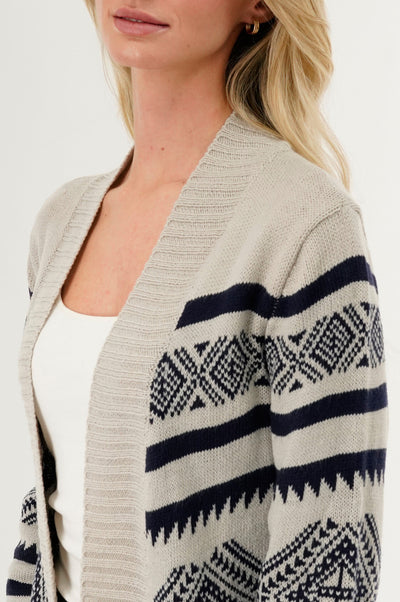 Canada Weather Gear Fair Isle Print Cardigan - Grey - Womens Cardigans - Fairweather