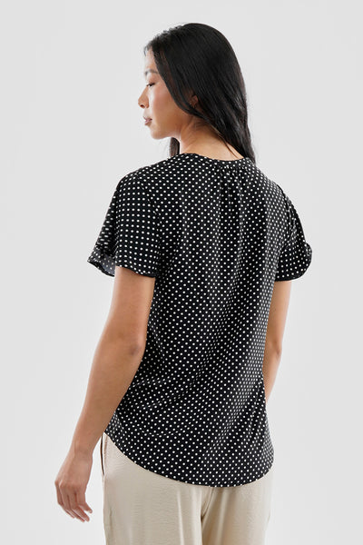 International INC Company Polka Dot Single Button Blouse - Black - Womens Shirts & Blouses - Fairweather