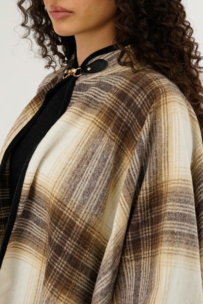 Canada Weather Gear Plaid Tartan Poncho - Beige - Womens Ponchos - Fairweather
