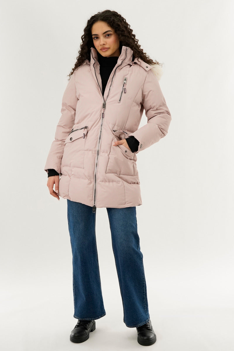 Canada Weather Gear Faux Fur Lined Hood Parka Jacket - Blush - Womens Parka Jackets - Fairweather