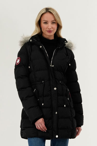 Canada Weather Gear Tie Waist Puffer Parka Jacket - Black - Womens Parka Jackets - Fairweather