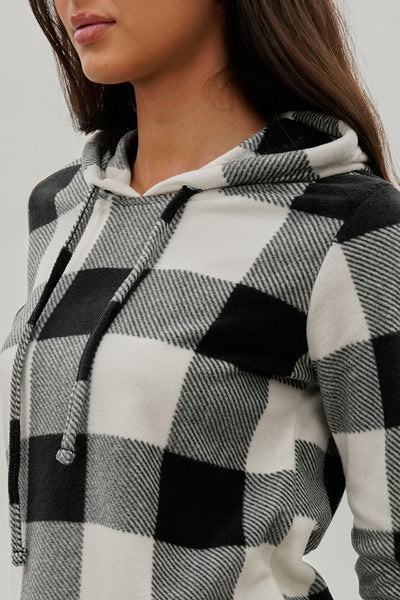 Canada Weather Gear Plaid Hooded Pajama Top - White - Womens Pajamas - Fairweather