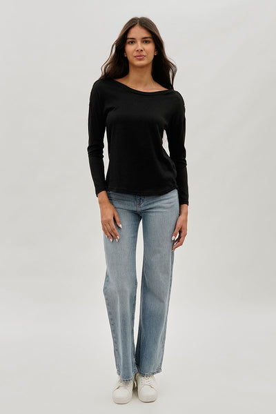 International INC Company Boat Neck Button Detail Pullover Sweater - Black - Womens Pullover Sweaters - Fairweather