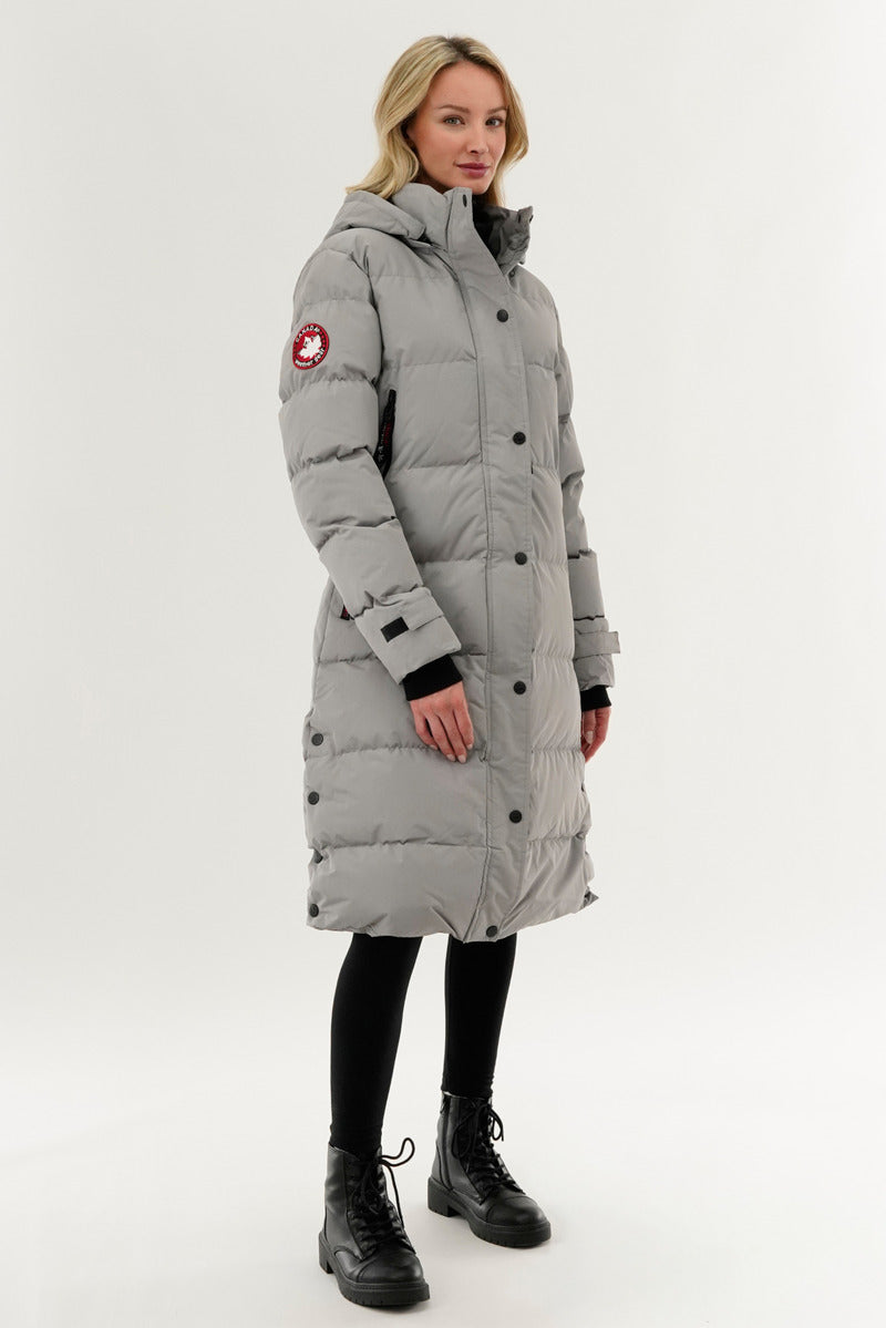 Canada Weather Gear Quilted Maxi Parka Jacket - Grey - Womens Parka Jackets - Fairweather