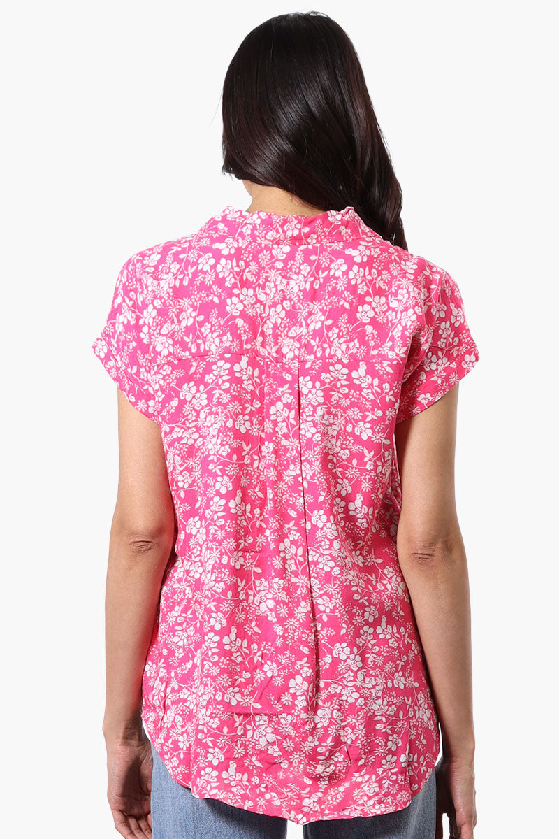 Majora Floral Camp Collar Button Up Shirt - Pink - Womens Shirts & Blouses - Fairweather
