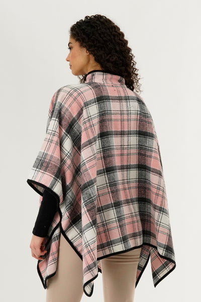Canada Weather Gear Plaid Tartan Poncho - Pink - Womens Ponchos - Fairweather