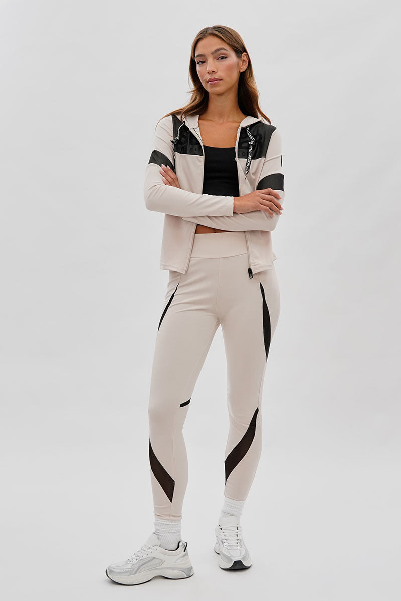 Super Triple Goose High Waisted Leggings - Beige - Womens Leggings - Fairweather