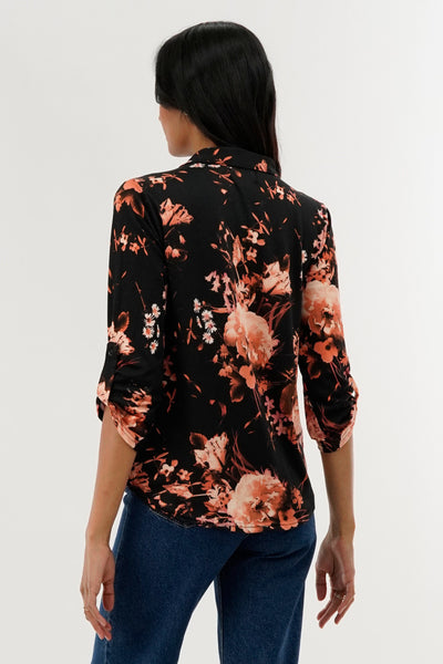International INC Company Floral Button Down Shirt - Black - Womens Shirts & Blouses - Fairweather