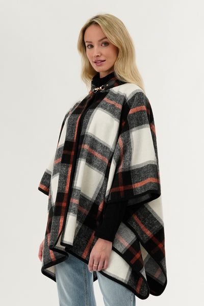 Canada Weather Gear Plaid Poncho - Black - Womens Ponchos - Fairweather