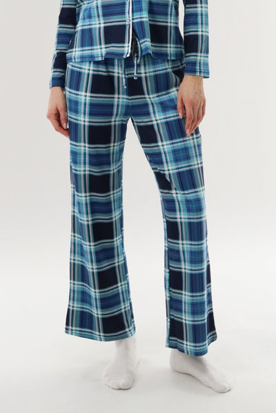 Canada Weather Gear Wide Leg Plaid Pajama Pants - Blue - Womens Pajamas - Fairweather