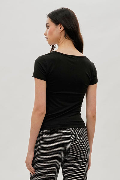 Costa Blanca Square Neck Tee - Black - Womens Tees & Tank Tops - Fairweather