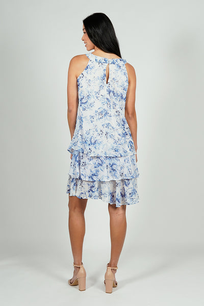 Limite Floral Tiered Halter Neck Day Dress - White - Womens Day Dresses - Fairweather