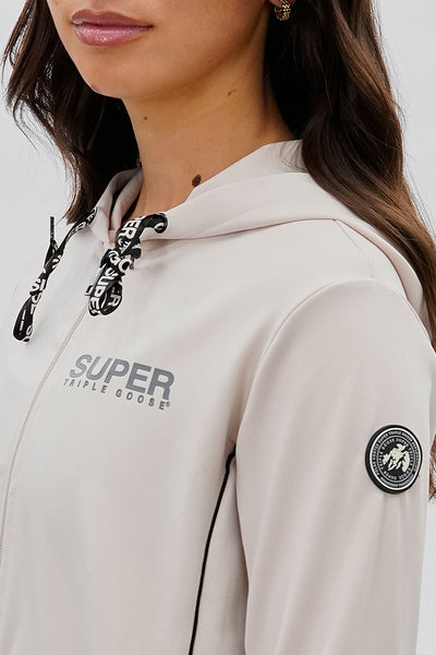 Super Triple Goose Cropped Active Hoodie - Beige - Womens Hoodies & Sweatshirts - Fairweather