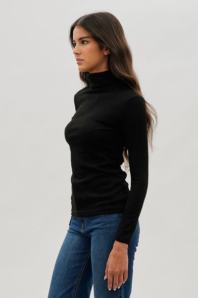 Magazine Ribbed Turtleneck Pullover Sweater - Black - Womens Pullover Sweaters - Fairweather