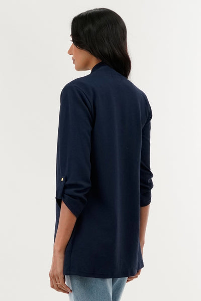 International INC Company Roll Up Sleeve Cardigan - Navy - Womens Cardigans - Fairweather