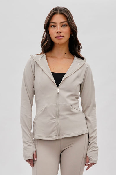 Canada Weather Gear Hooded Yoga Lightweight Jacket - Beige - Womens Lightweight Jackets - Fairweather