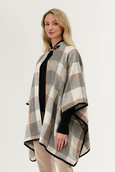 Canada Weather Gear Plaid Poncho - Beige - Womens Ponchos - Fairweather