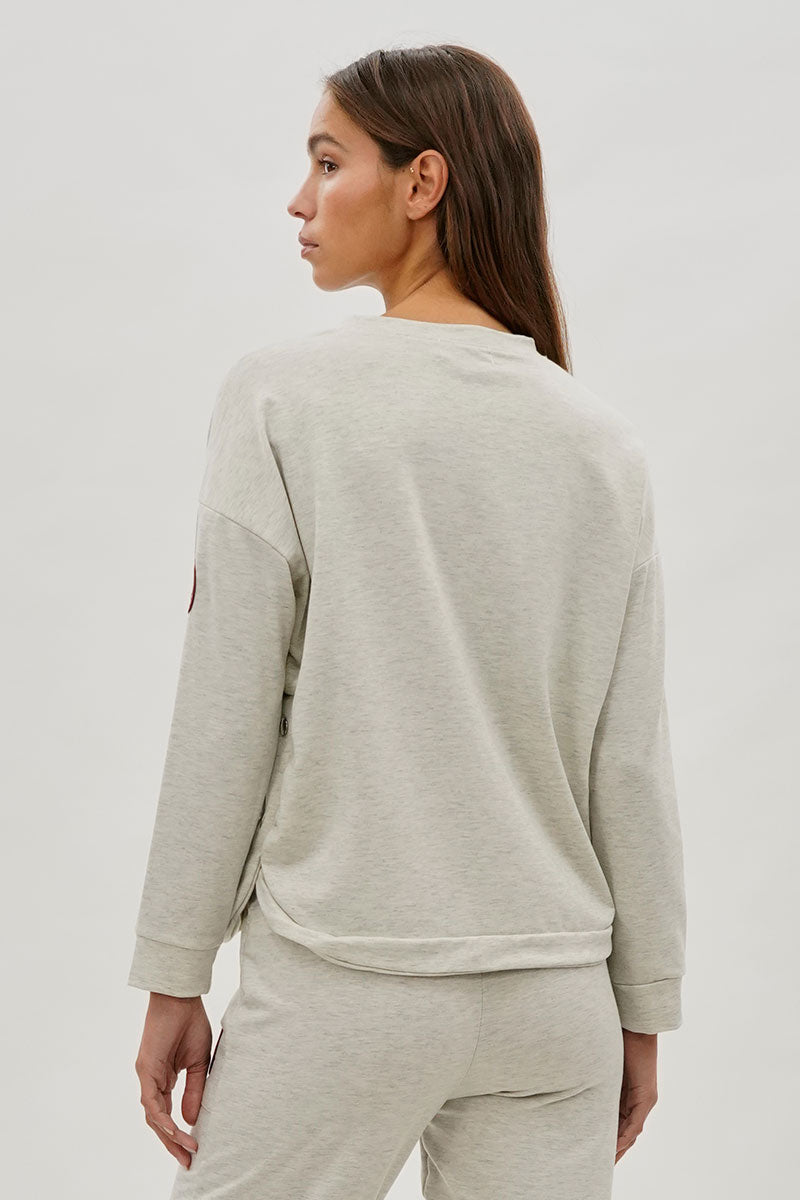 Pull Fahrenheit à épaules tombantes et boutons sur le côté - Crème