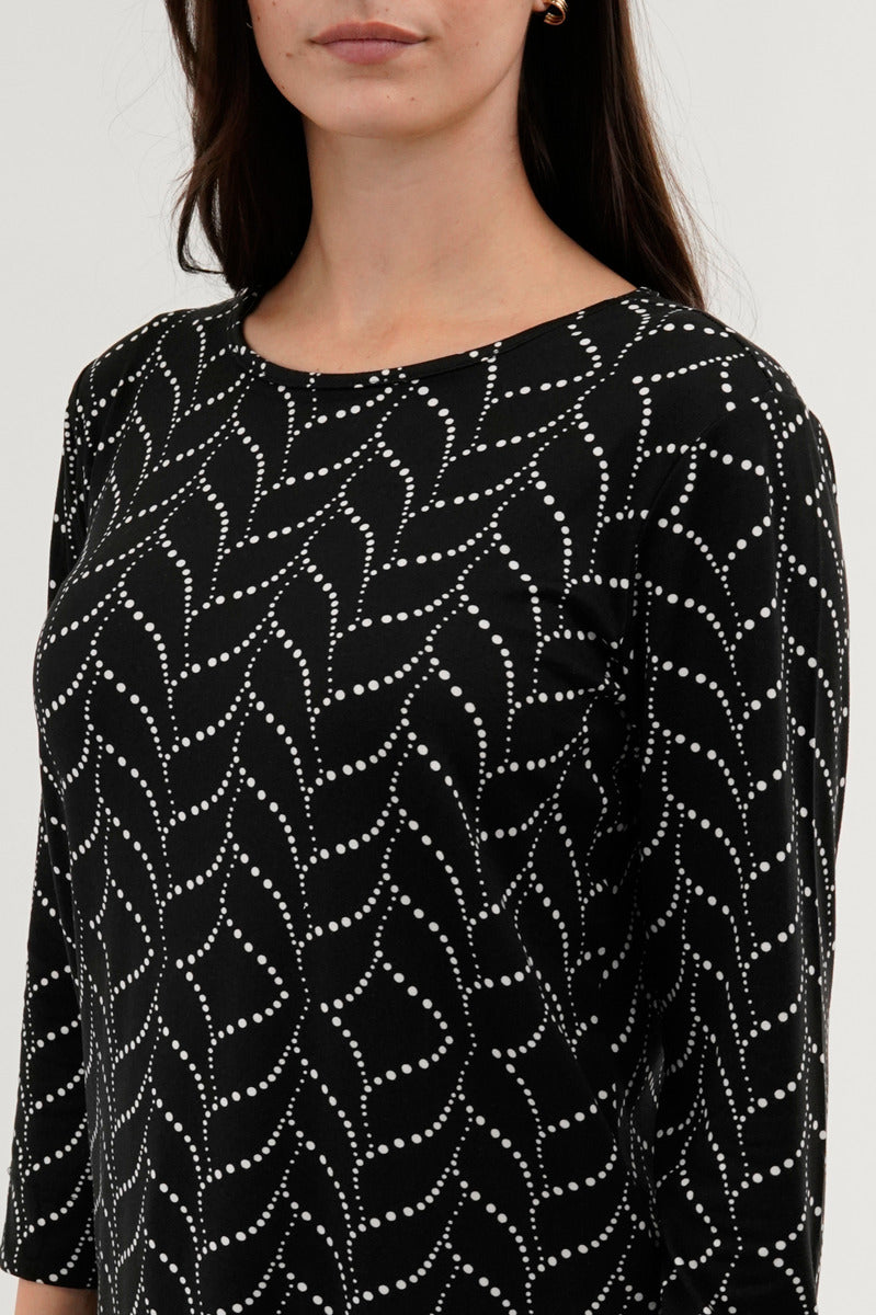 International INC Company Patterned 3/4 Sleeve Blouse - Black - Womens Shirts & Blouses - Fairweather