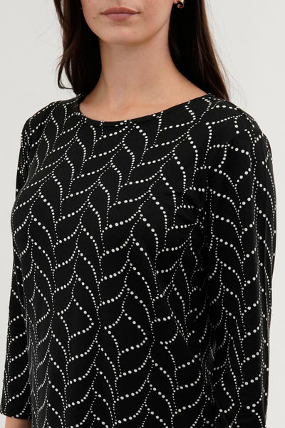 International INC Company Patterned 3/4 Sleeve Blouse - Black - Womens Shirts & Blouses - Fairweather