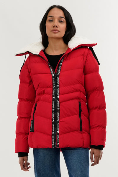 Canada Weather Gear Zip Off Sleeve Bomber Jacket - Red - Womens Bomber Jackets - Fairweather