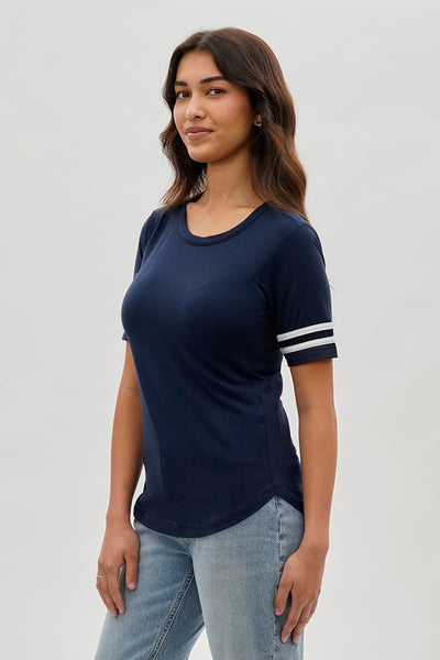 Stylexchange Vintage Striped Varsity Tee - Navy - Womens Tees & Tank Tops - Fairweather