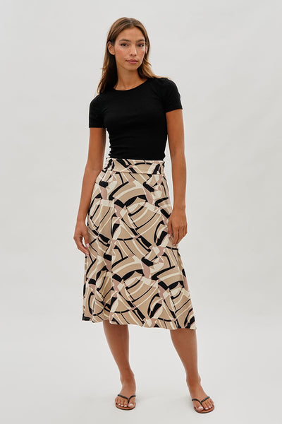 International INC Company Patterned Fold Over Midi Skirt - Beige - Womens Skirts - Fairweather