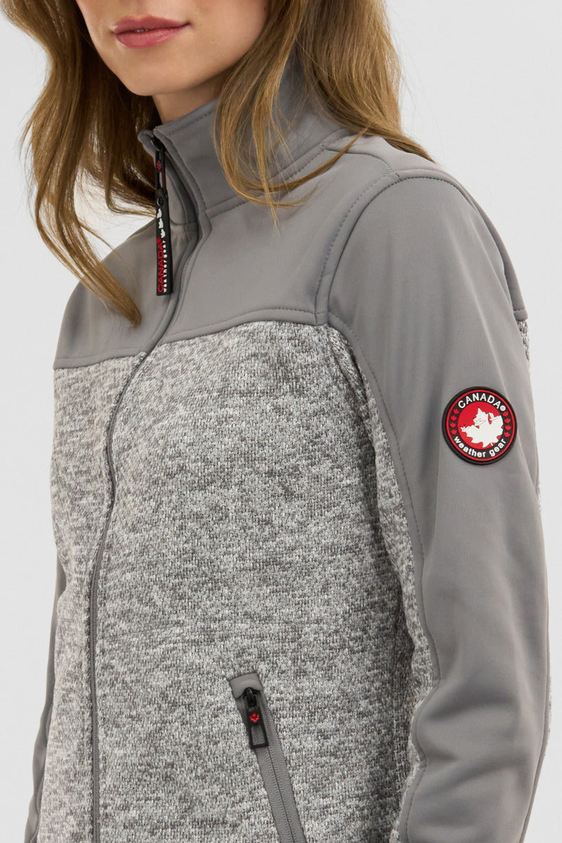 Canada Weather Gear Zip Up Knit Lightweight Jacket - Grey - Womens Lightweight Jackets - Fairweather