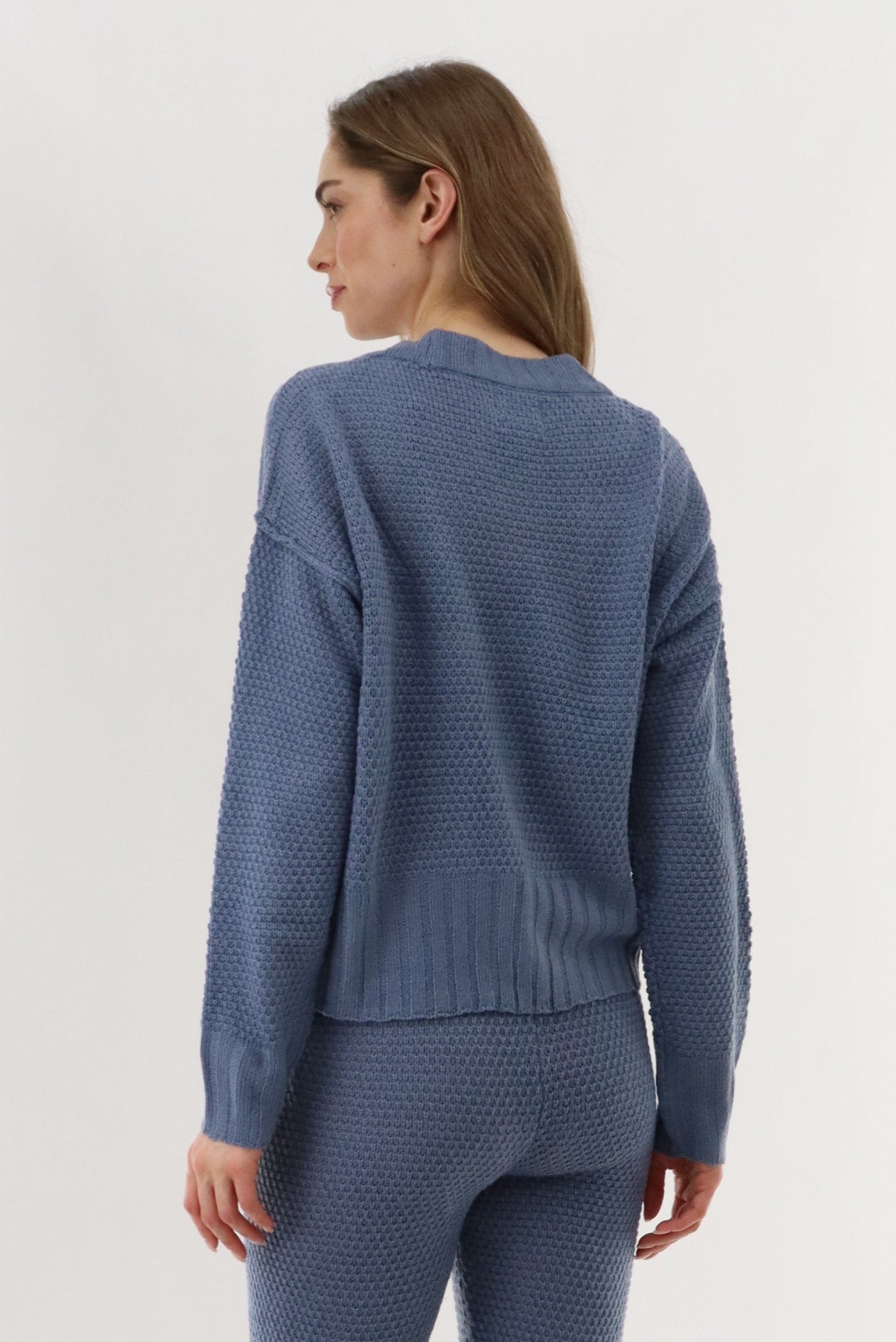 Runaway Bay V-Neck Knit Cardigan - Blue - Womens Cardigans - Fairweather