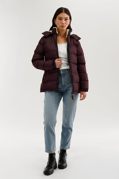 Canada Weather Gear Sherpa Lined Collar Bomber Jacket - Burgundy - Womens Bomber Jackets - Fairweather